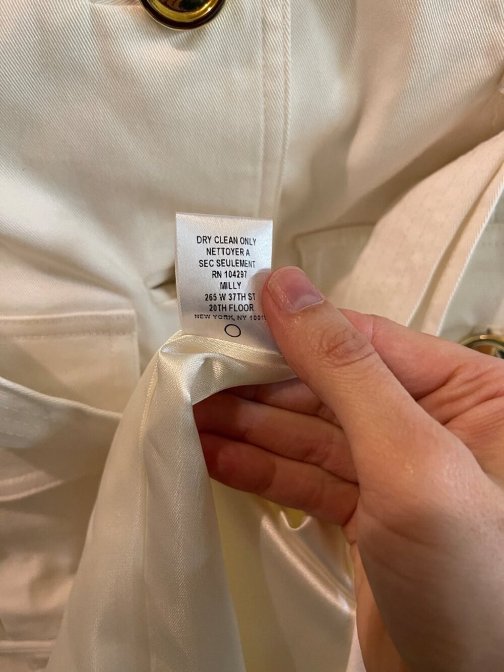 Milly of New York Silk-Lined White Cotton Sateen Bamboo Belted Trench Coat 6 - Picture 11 of 12